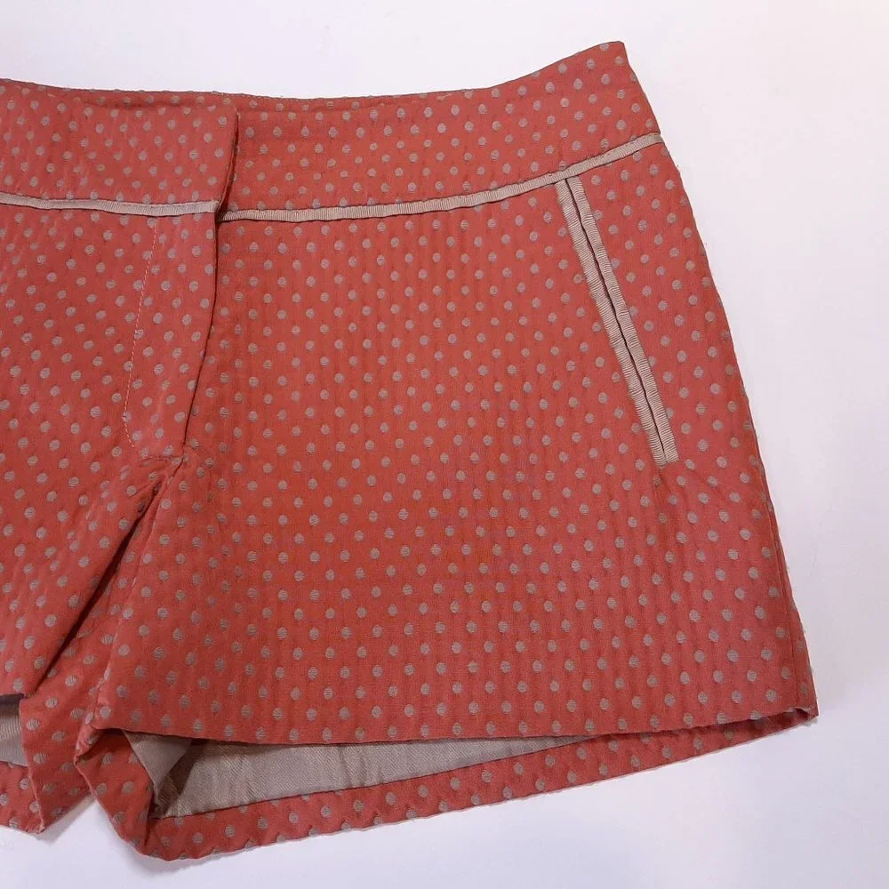 Bedo Femme Polka Dot Shorts Mid Rise Pockets Retro Womens Size 4 Orange Taupe